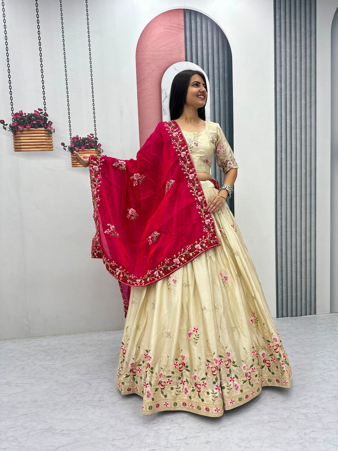 Elegant Chinon Embroidered Festival Lehenga Choli
