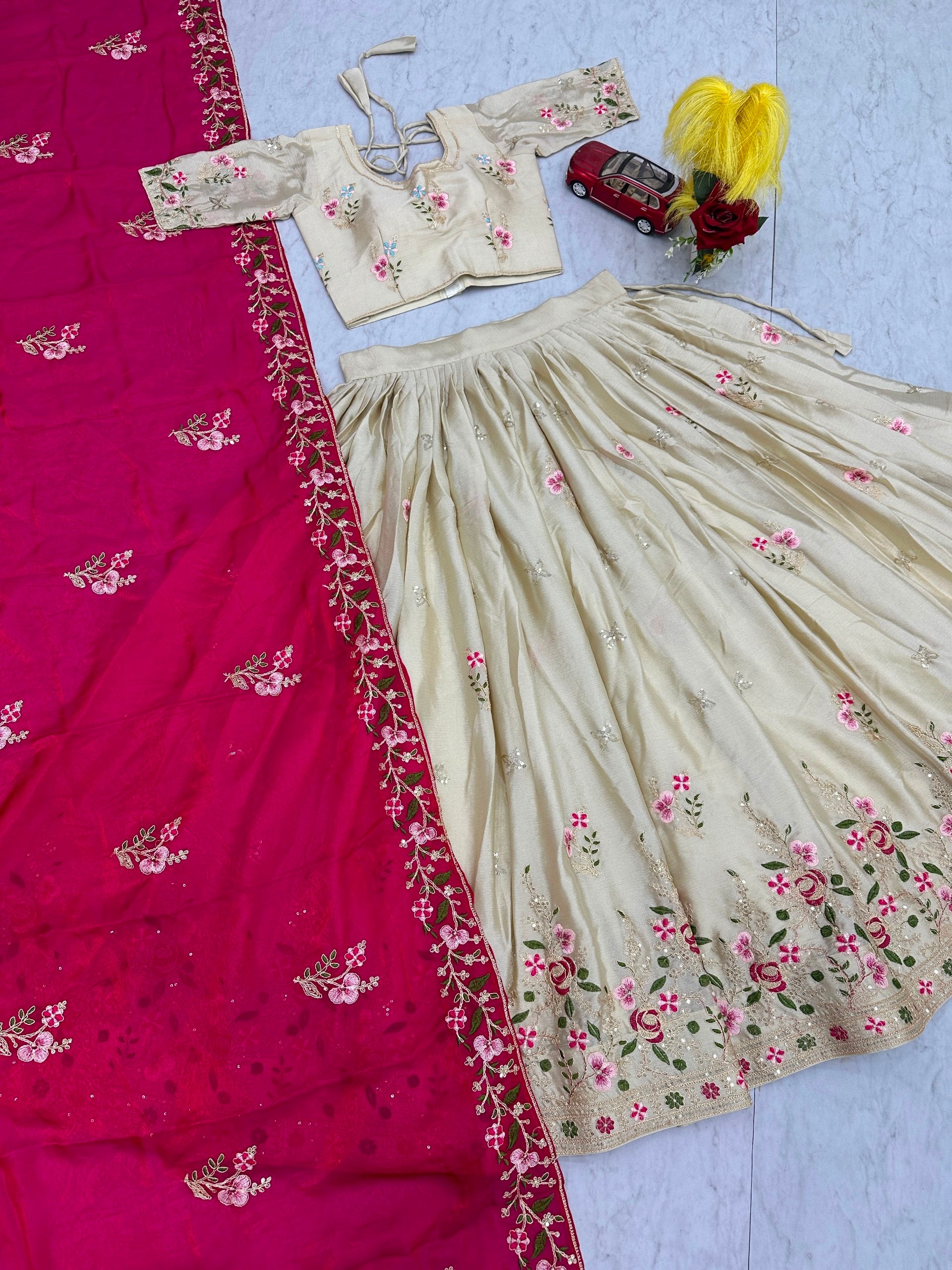 Elegant Chinon Embroidered Festival Lehenga Choli