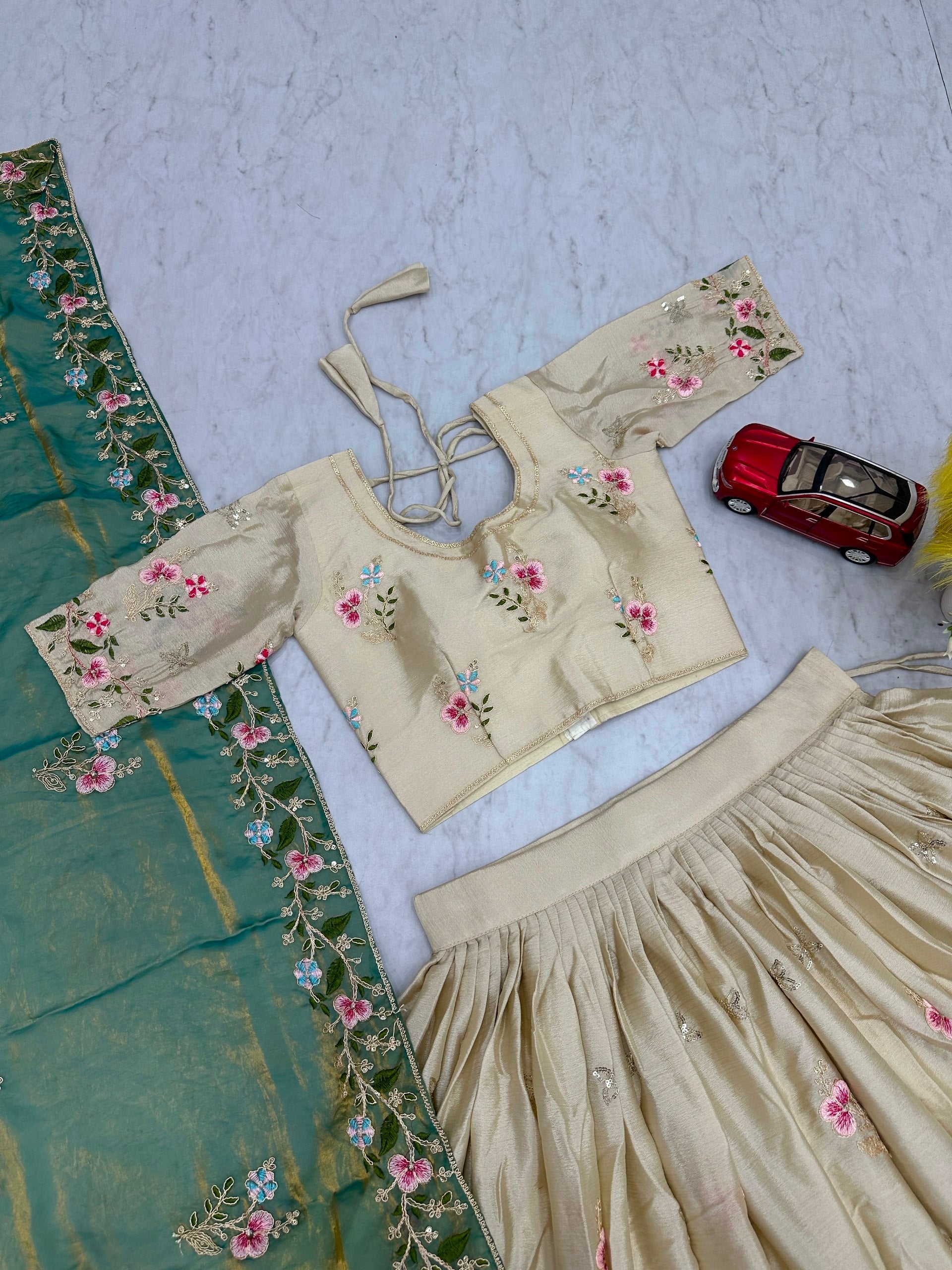 Elegant Chinon Embroidered Festival Lehenga Choli