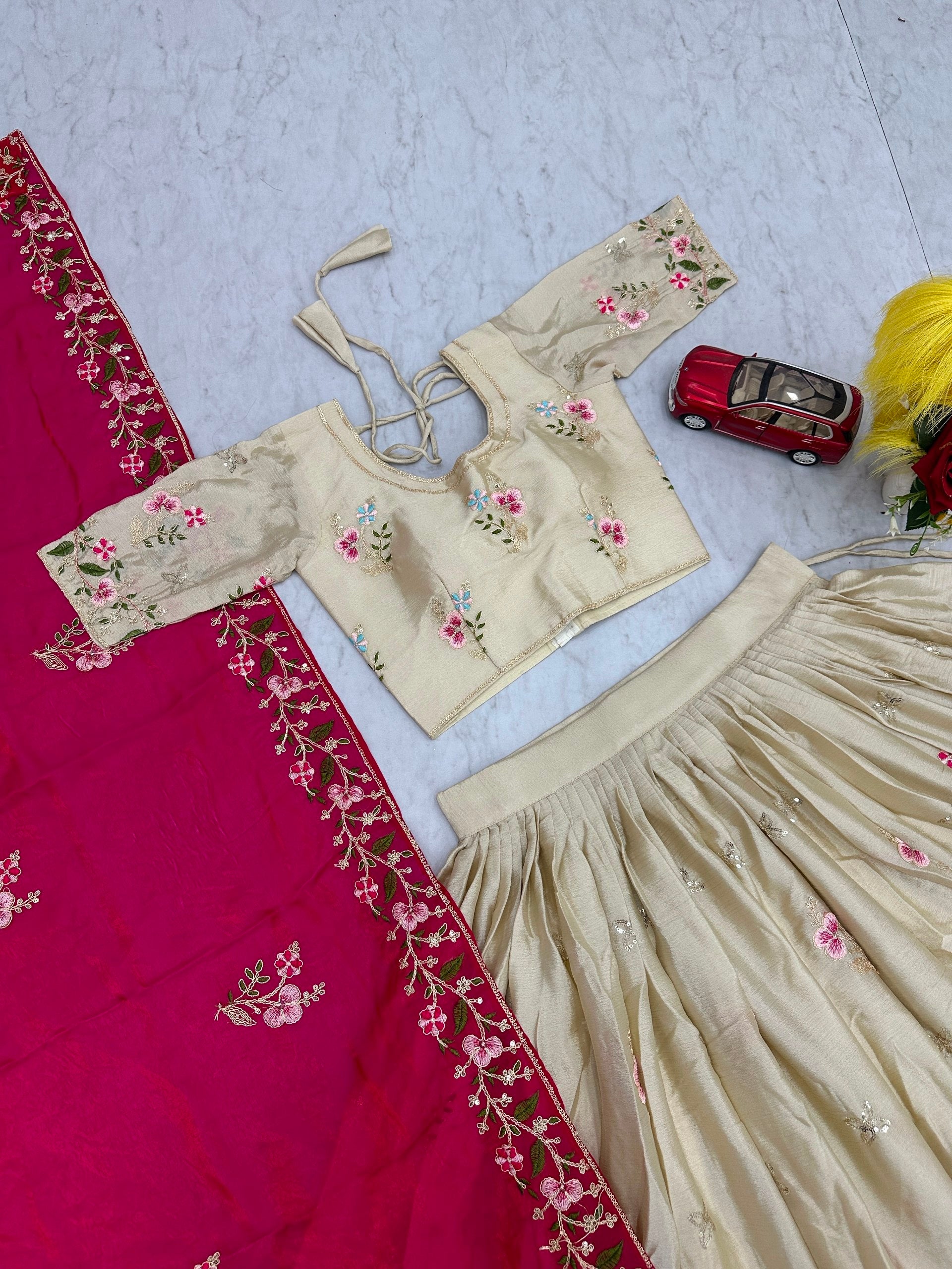 Elegant Chinon Embroidered Festival Lehenga Choli