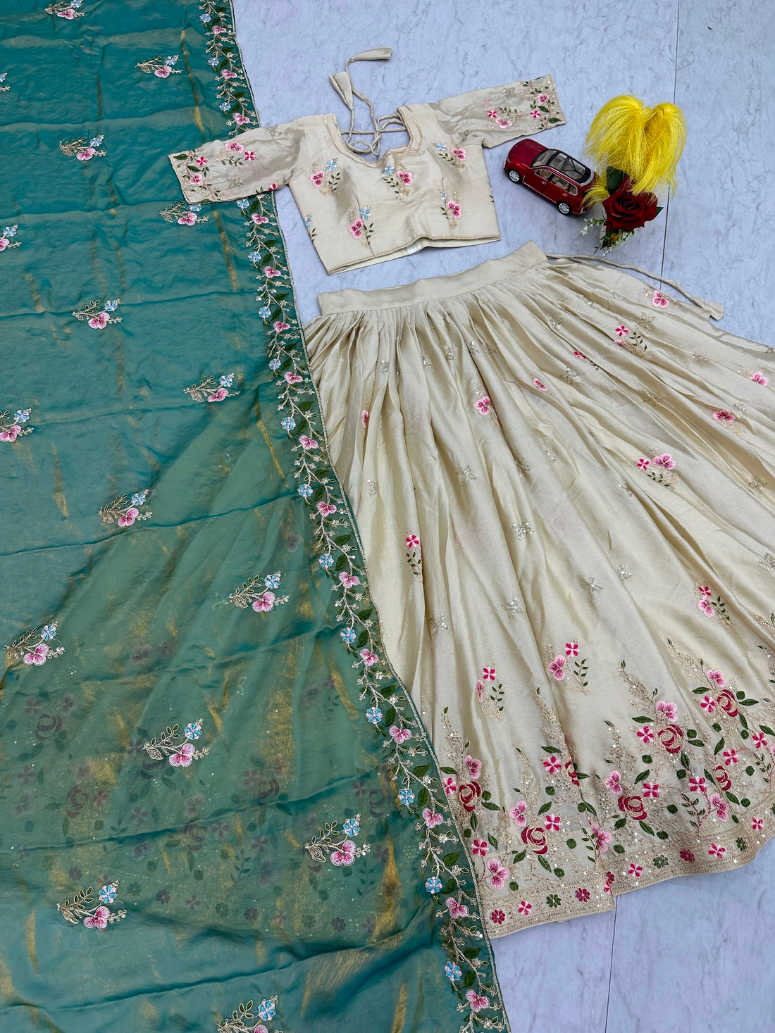 Elegant Chinon Embroidered Festival Lehenga Choli