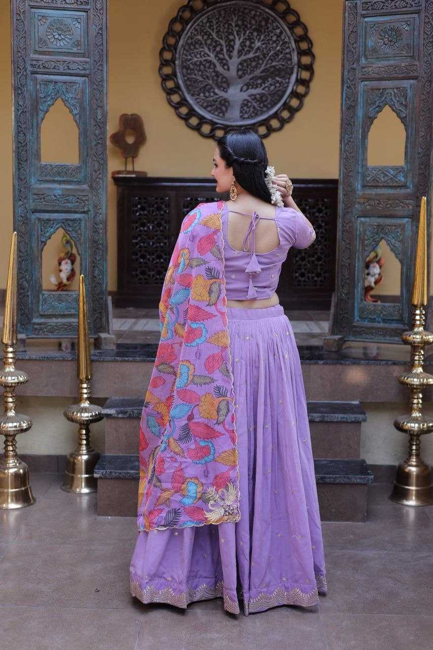 Beautifull Cosmos silk with Zari &nbsp;Sequins Embroidered work Lehenga Choli