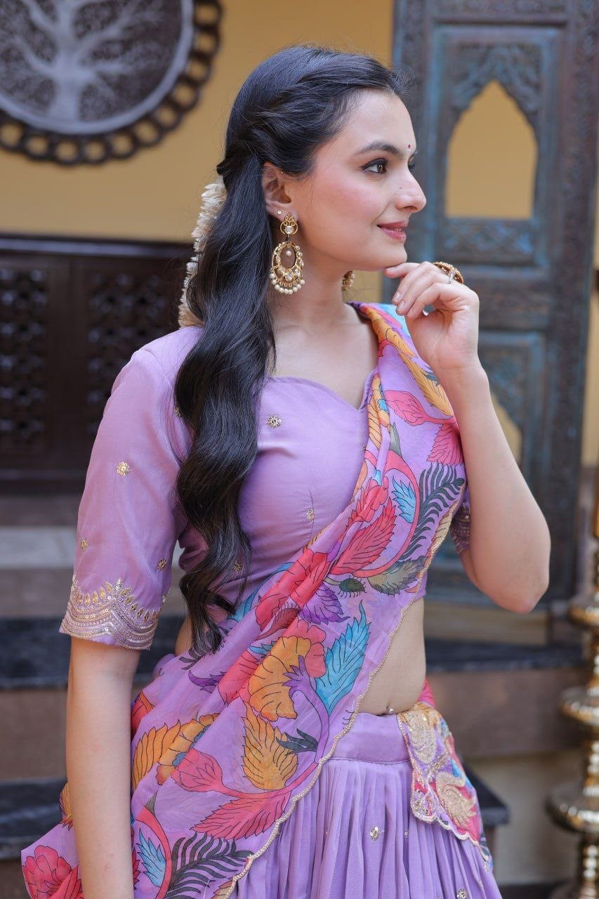 Beautifull Cosmos silk with Zari &nbsp;Sequins Embroidered work Lehenga Choli