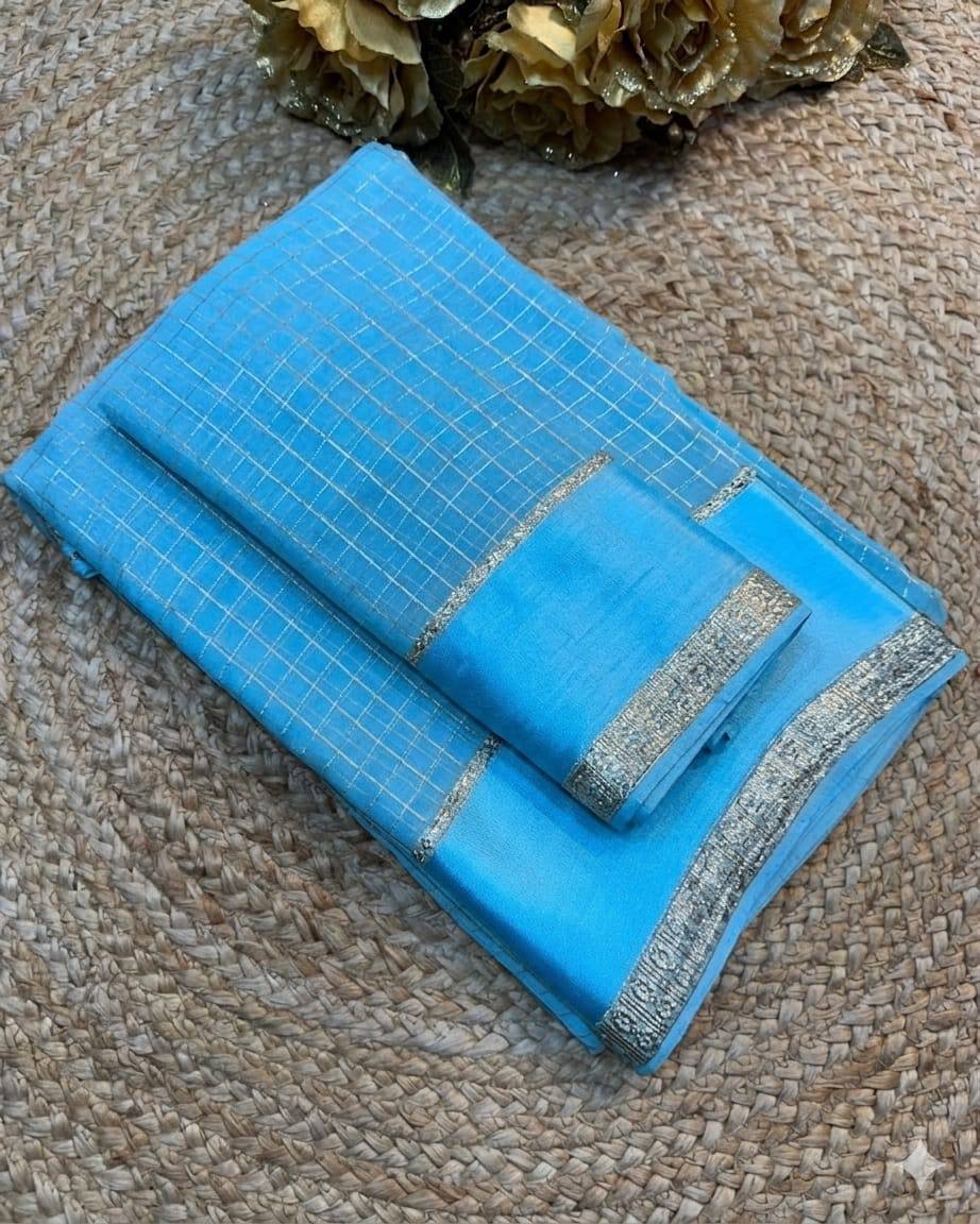 Royal Grid Viscose Georgette Saree