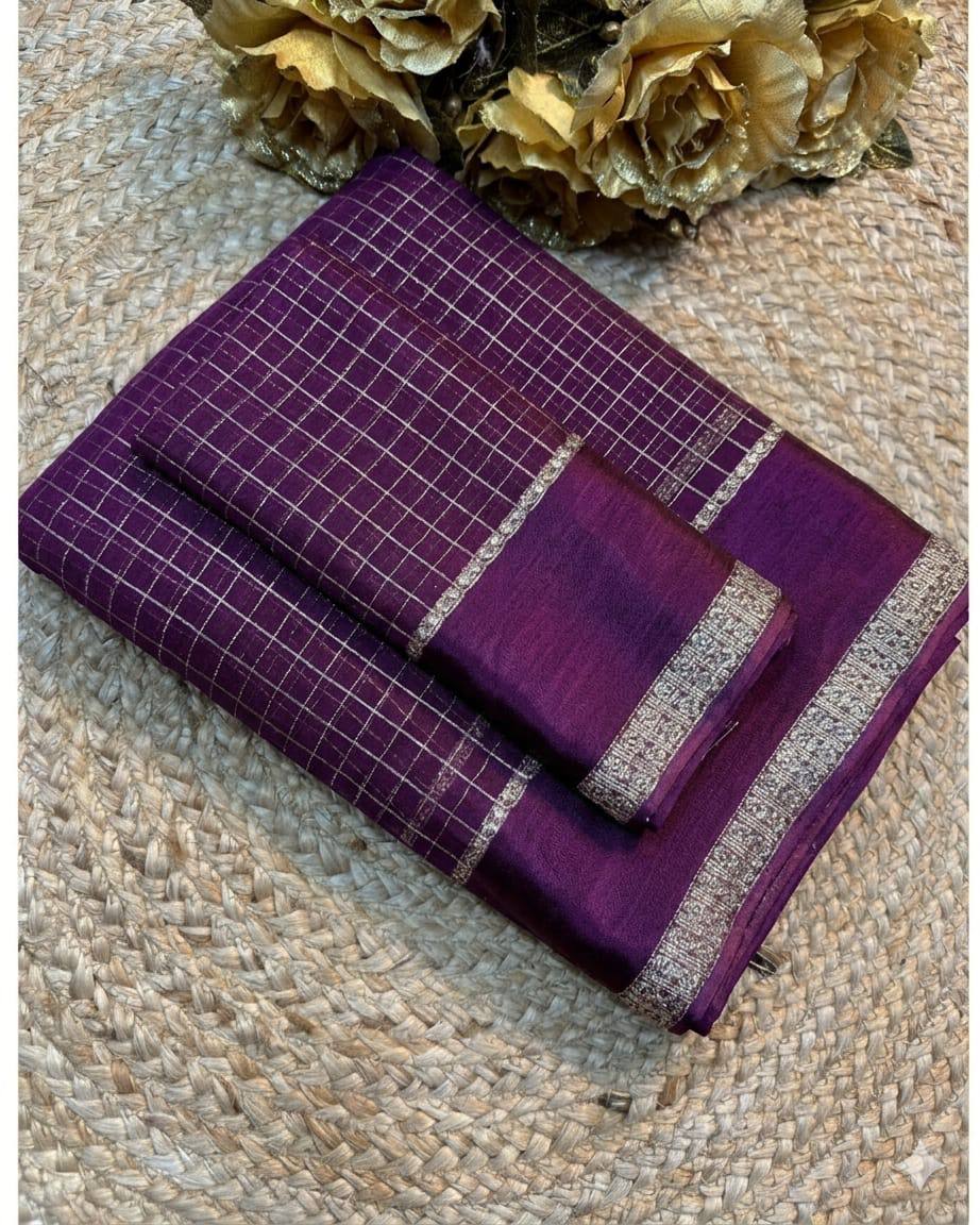 Royal Grid Viscose Georgette Saree