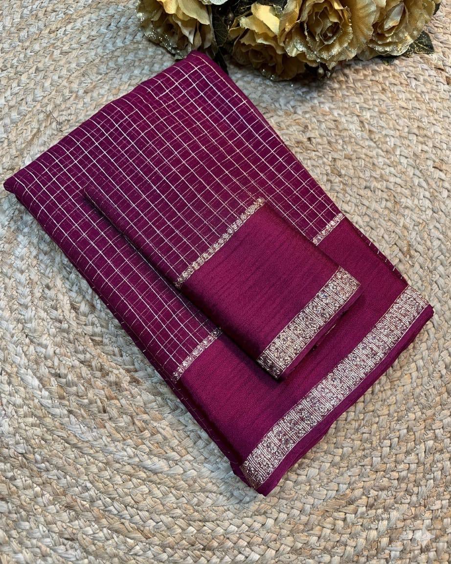 Royal Grid Viscose Georgette Saree