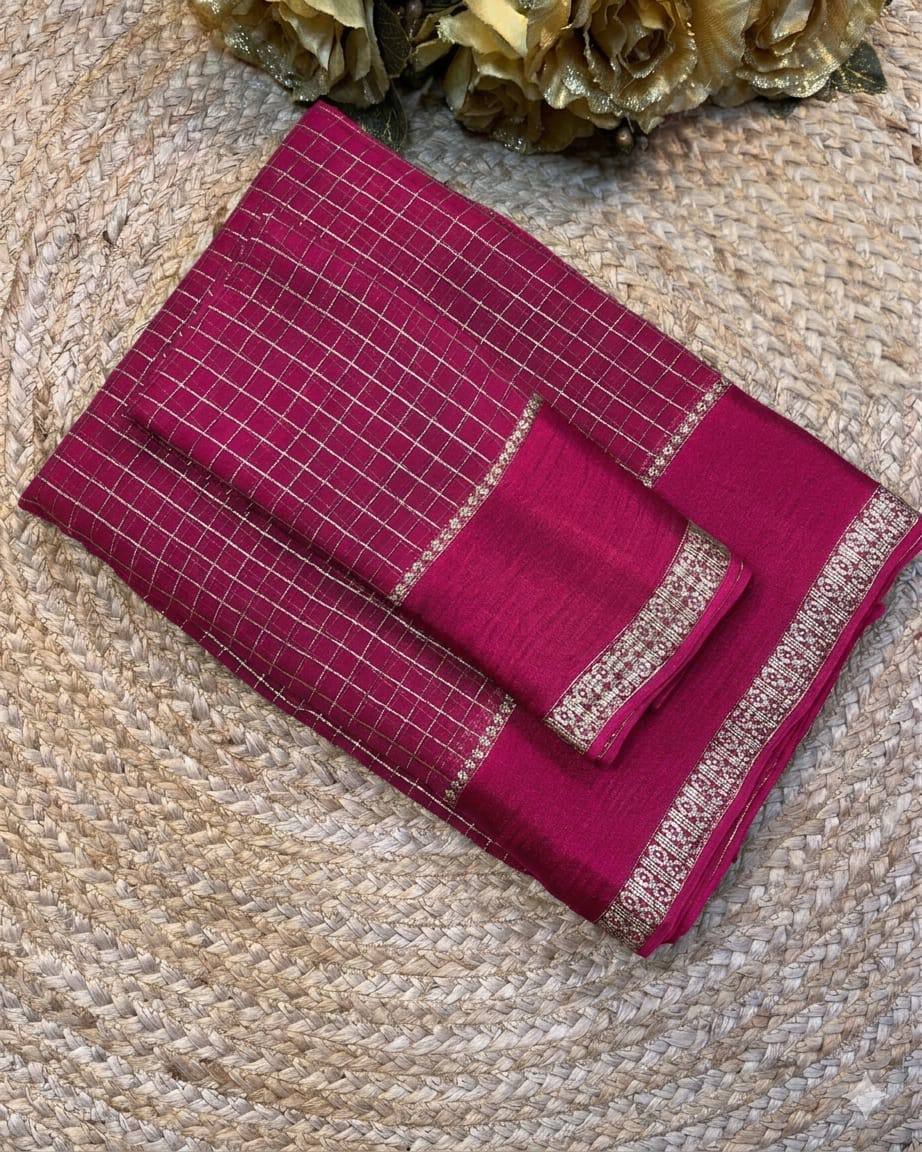Royal Grid Viscose Georgette Saree