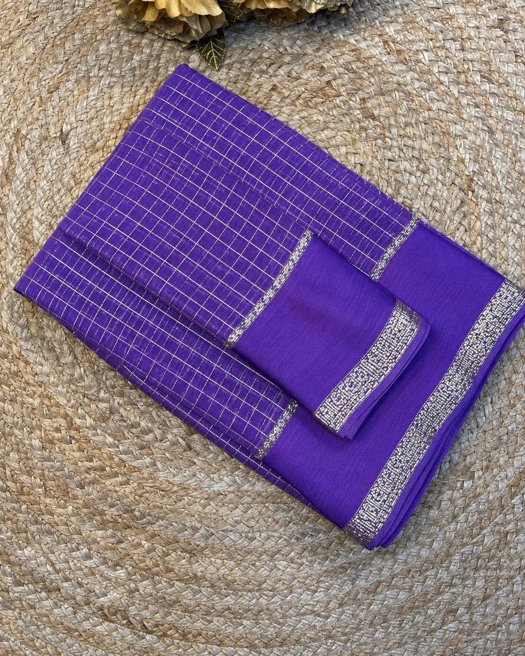 Royal Grid Viscose Georgette Saree