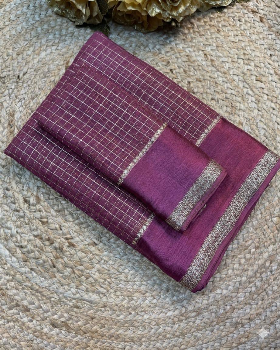 Royal Grid Viscose Georgette Saree