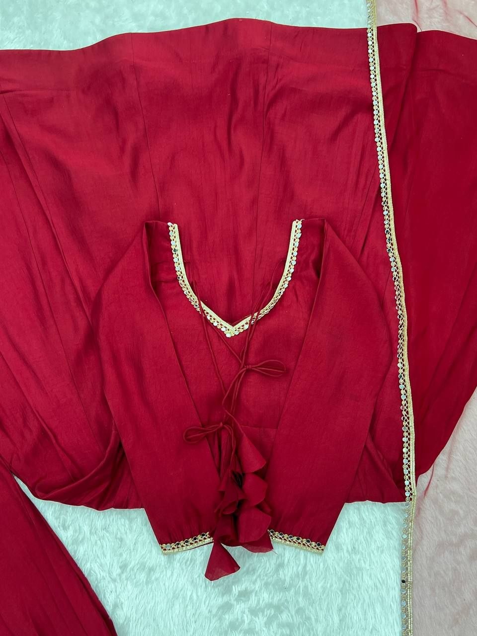Roman Silk Fabric With Embroidery Sequence Anakali Gown With Duppata And Pent