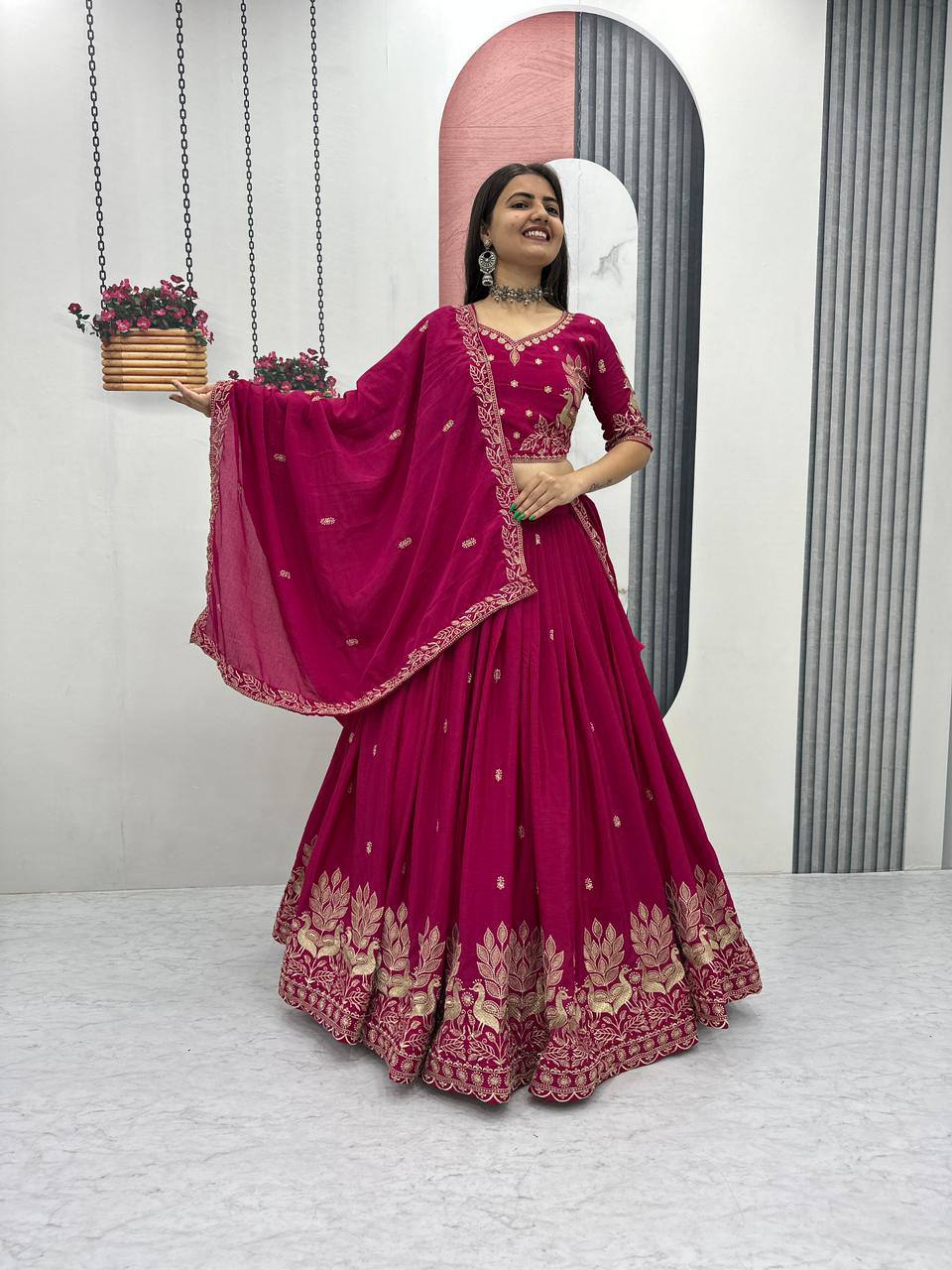 Heavy Embroidery Thread Work Grand Lehenga Choli