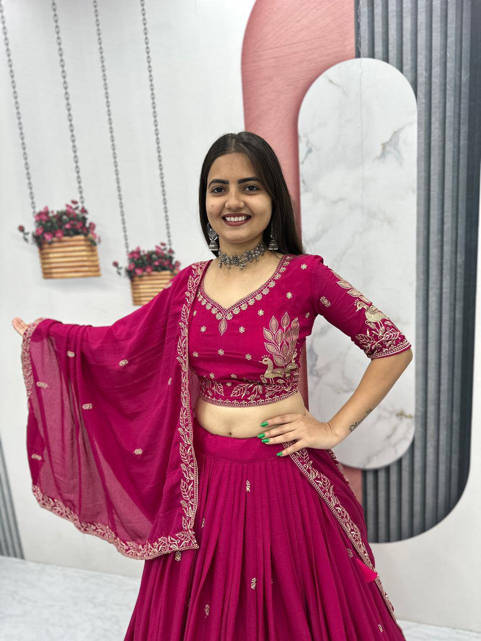 Heavy Embroidery Thread Work Grand Lehenga Choli