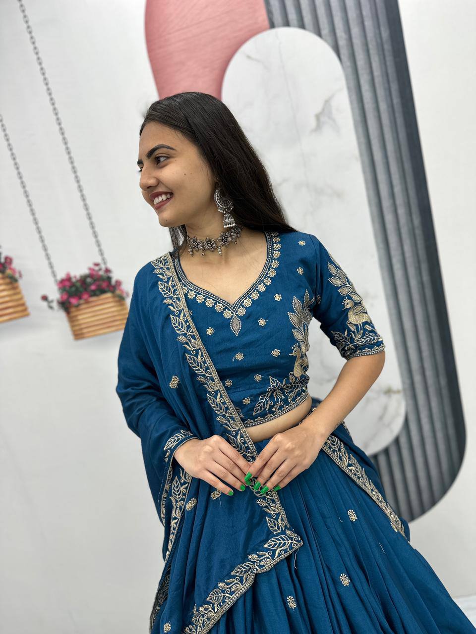 Heavy Embroidery Thread Work Grand Lehenga Choli