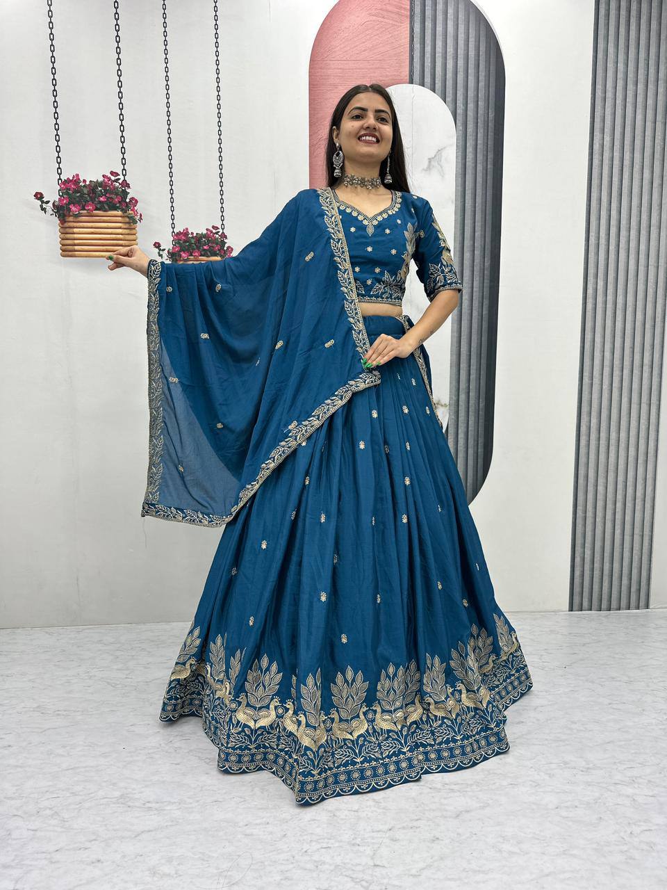 Heavy Embroidery Thread Work Grand Lehenga Choli