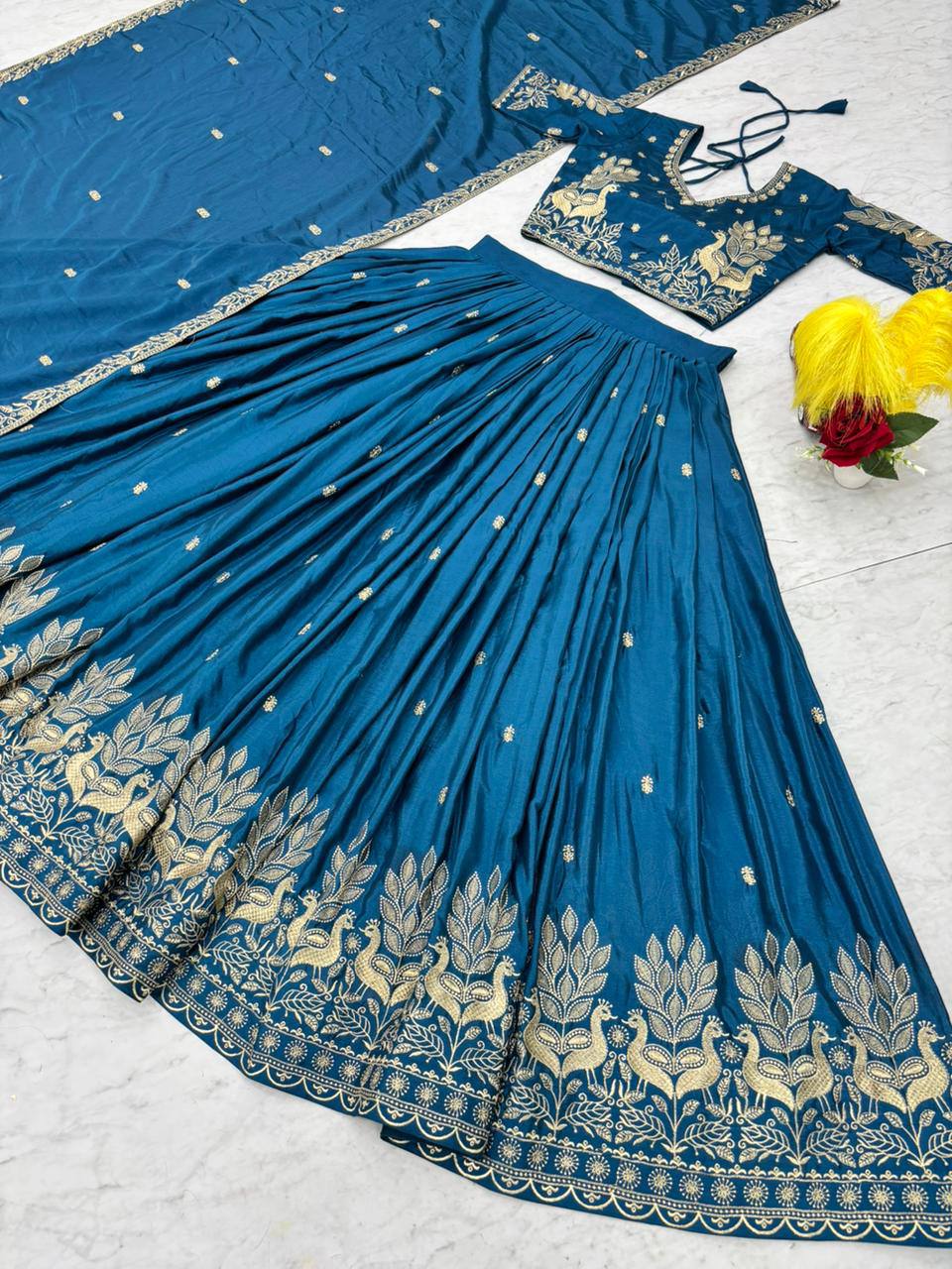 Heavy Embroidery Thread Work Grand Lehenga Choli