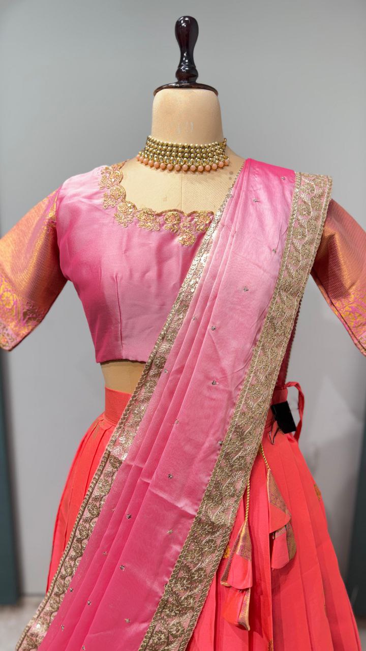 Premium quality Kanjivaram Half Saree