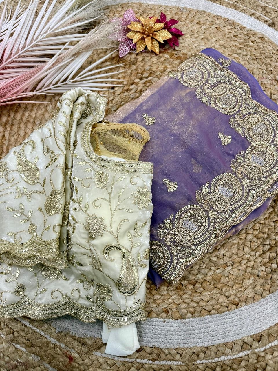 Party Wear Soft space silk  Satin Saree with heavy embroidery sequence Work Sare