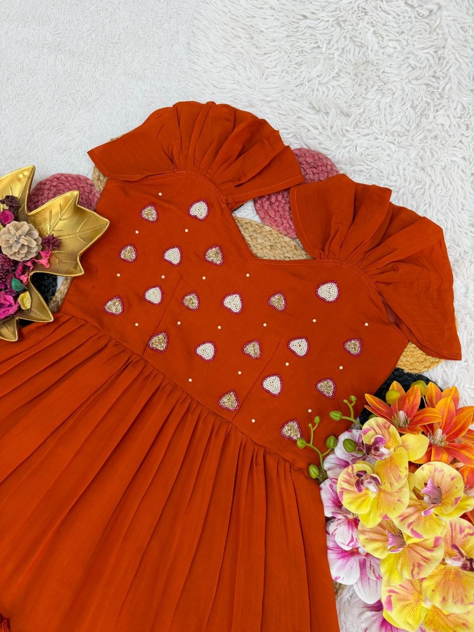 Pure Mull Cotton Gown With Maggam Work