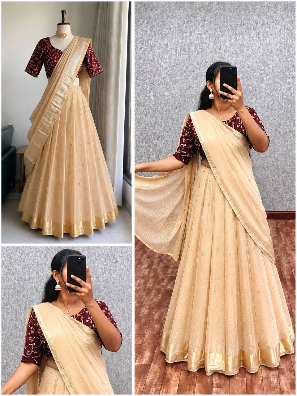 vintage pure viscos with Embodery sequence work Saree