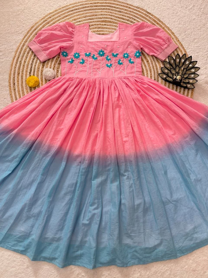 Premium Soft Mul Cotton Pedding Colour With Hand Work Gown