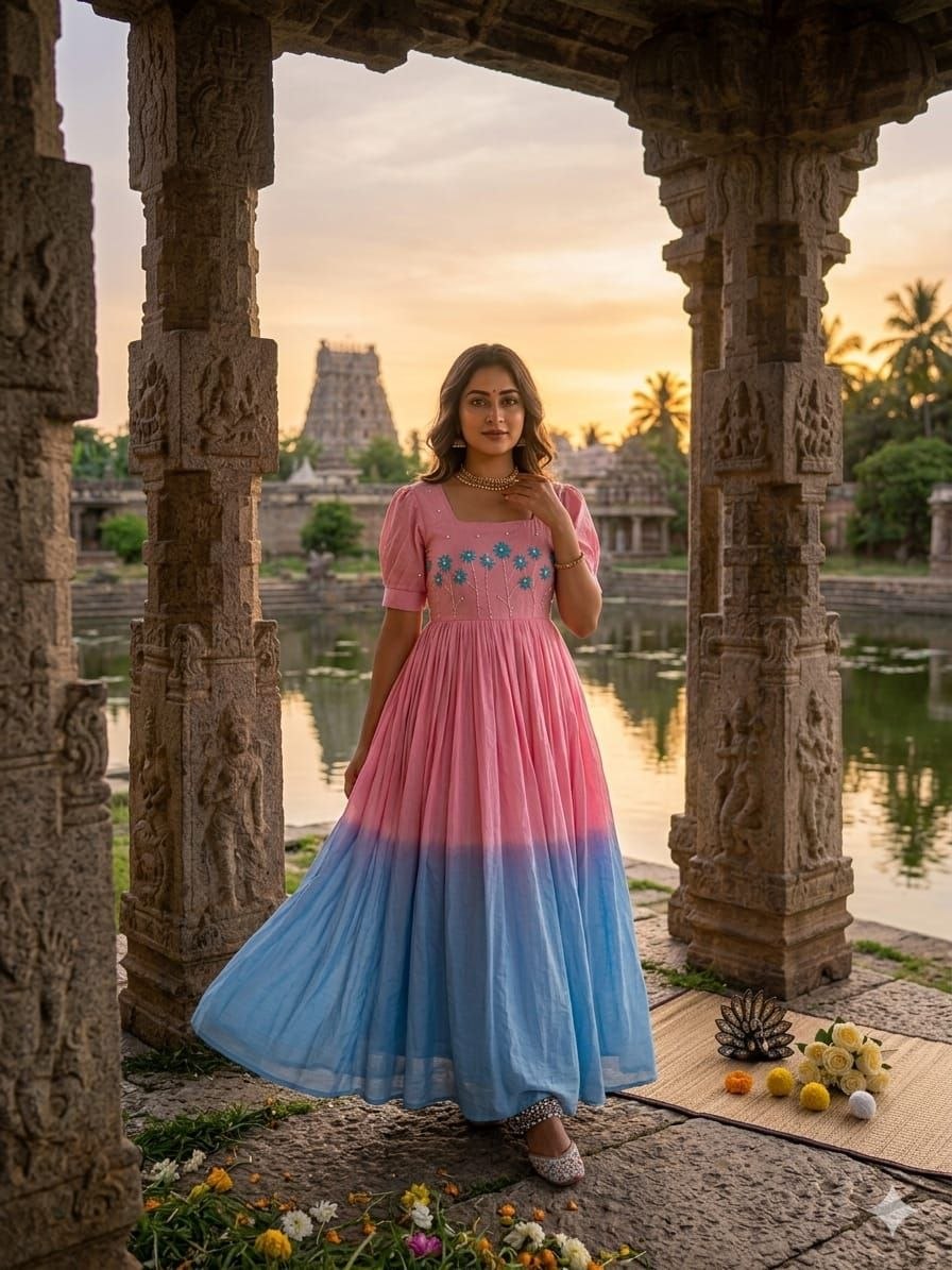 Premium Soft Mul Cotton Pedding Colour With Hand Work Gown