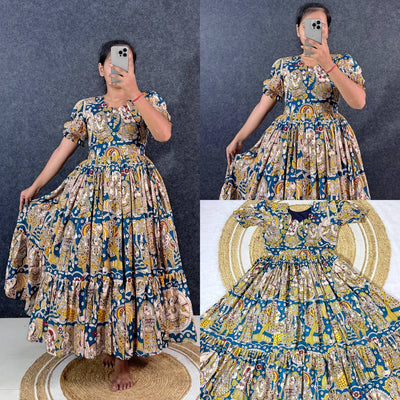 Summer Special Dola Silk Kalamkari  Maxi Gown