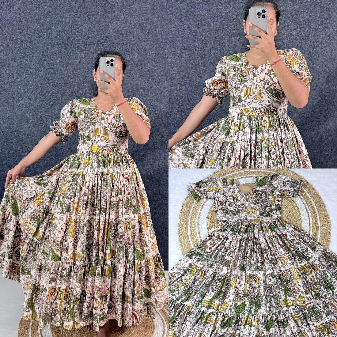 Summer Special Dola Silk Kalamkari  Maxi Gown