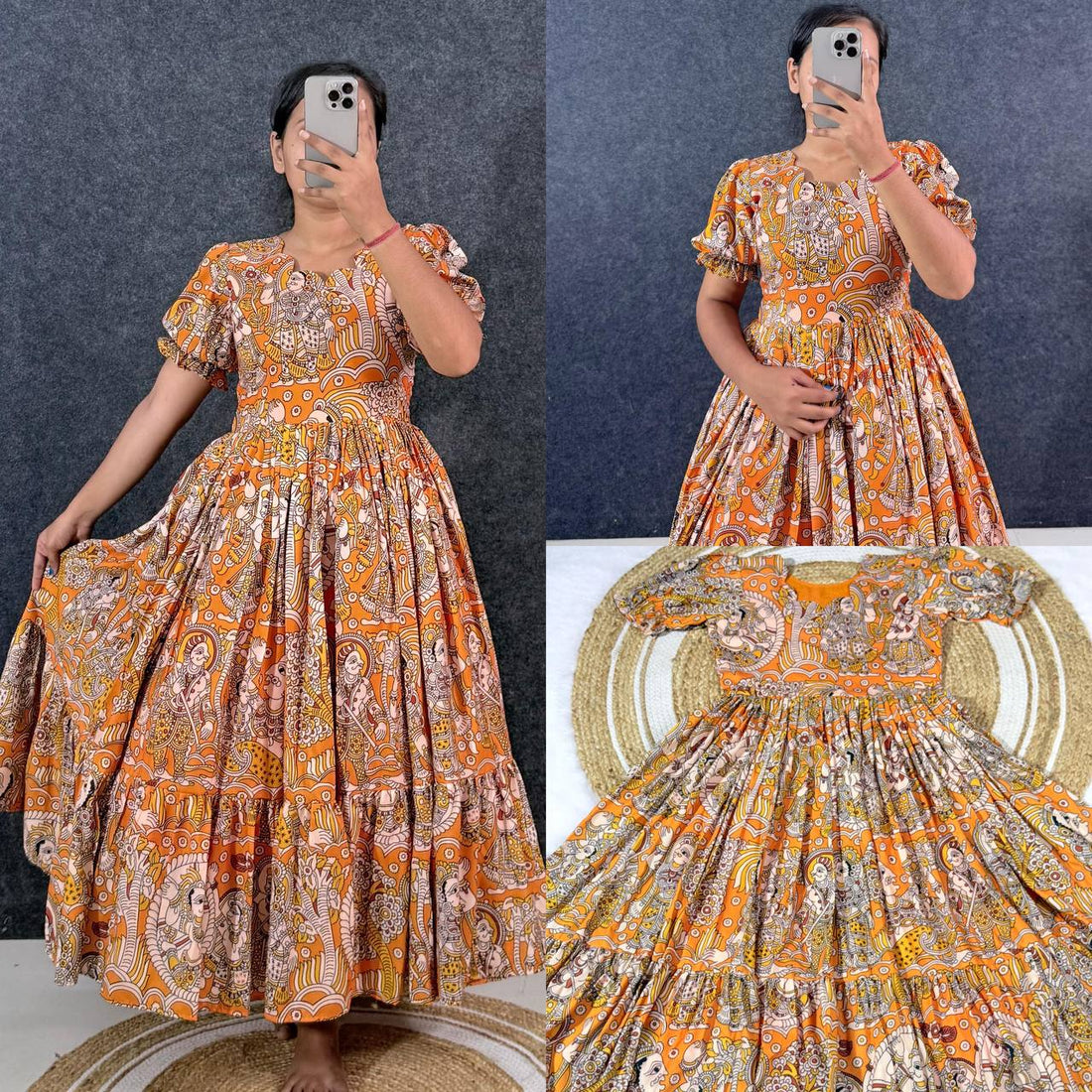 Summer Special Dola Silk Kalamkari  Maxi Gown