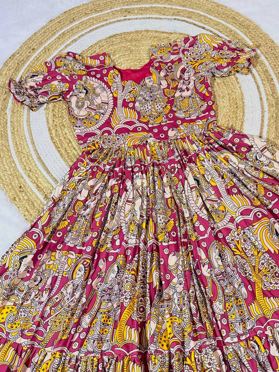 Summer Special Dola Silk Kalamkari  Maxi Gown