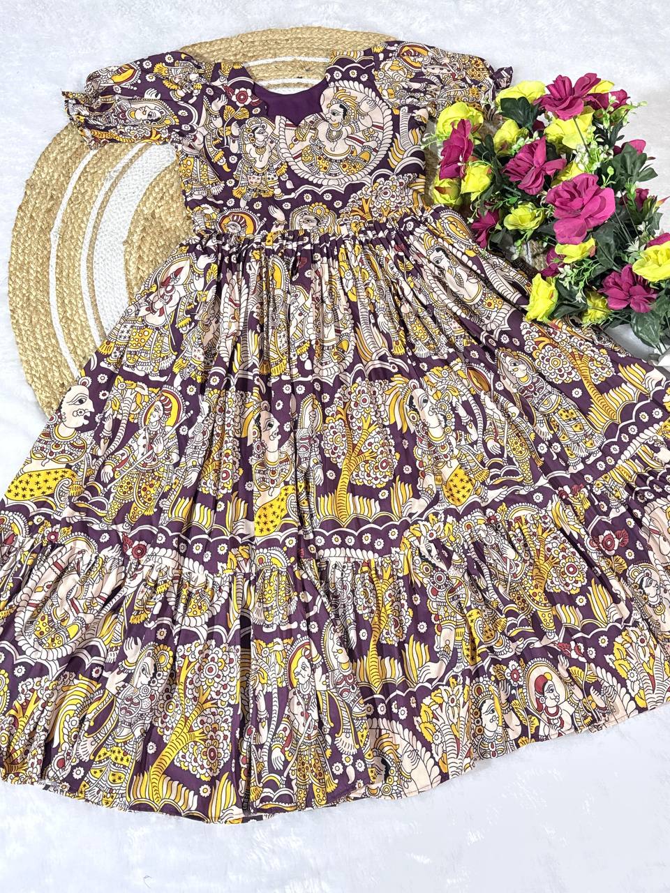 Summer Special Dola Silk Kalamkari  Maxi Gown