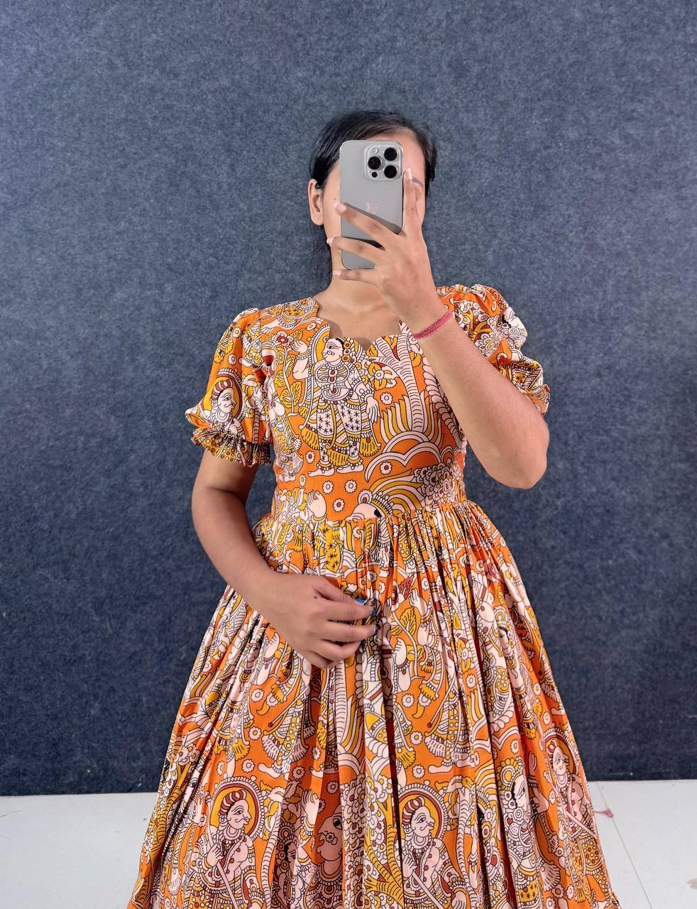 Summer Special Dola Silk Kalamkari  Maxi Gown