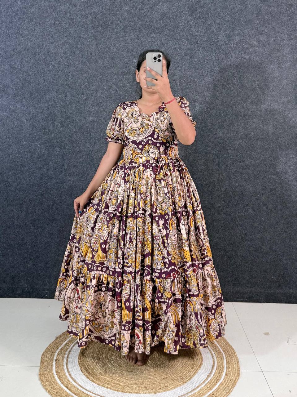 Summer Special Dola Silk Kalamkari  Maxi Gown