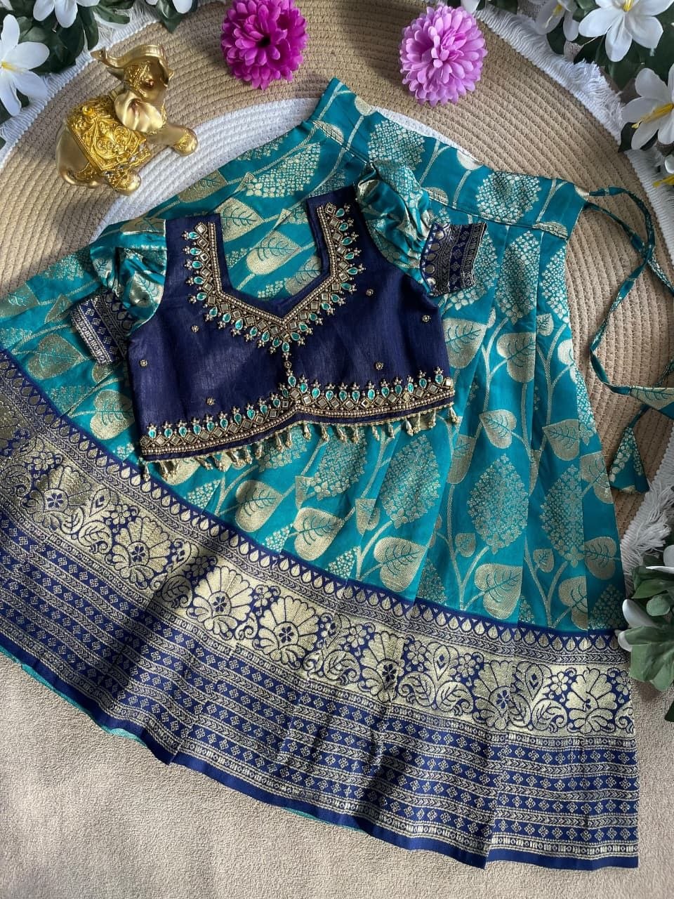 Royal Teal Blue Kids Lehengha-Choli