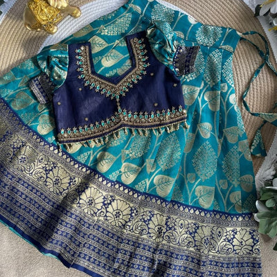 Royal Teal Blue Kids Lehengha-Choli