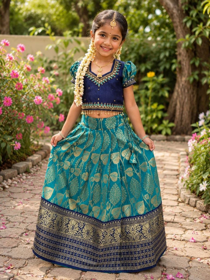 Royal Teal Blue Kids Lehengha-Choli