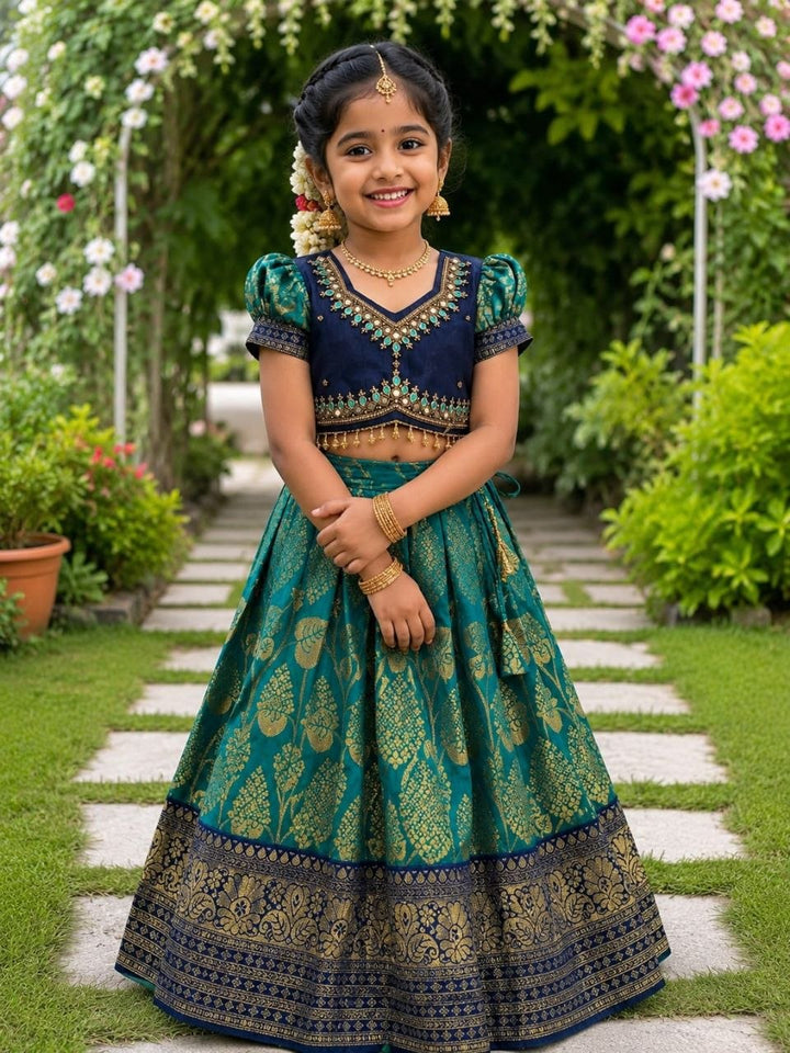 Royal Teal Blue Kids Lehengha-Choli