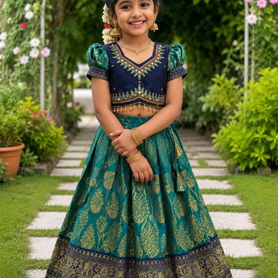 Royal Teal Blue Kids Lehengha-Choli