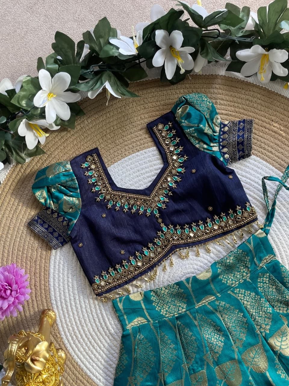 Royal Teal Blue Kids Lehengha-Choli