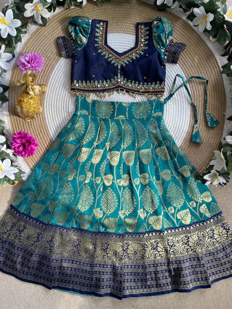 Royal Teal Blue Kids Lehengha-Choli