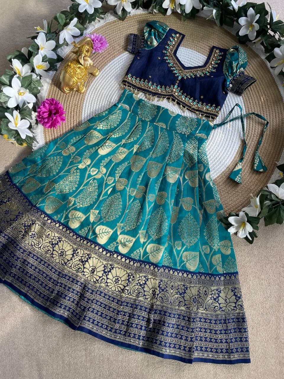 Royal Teal Blue Kids Lehengha-Choli