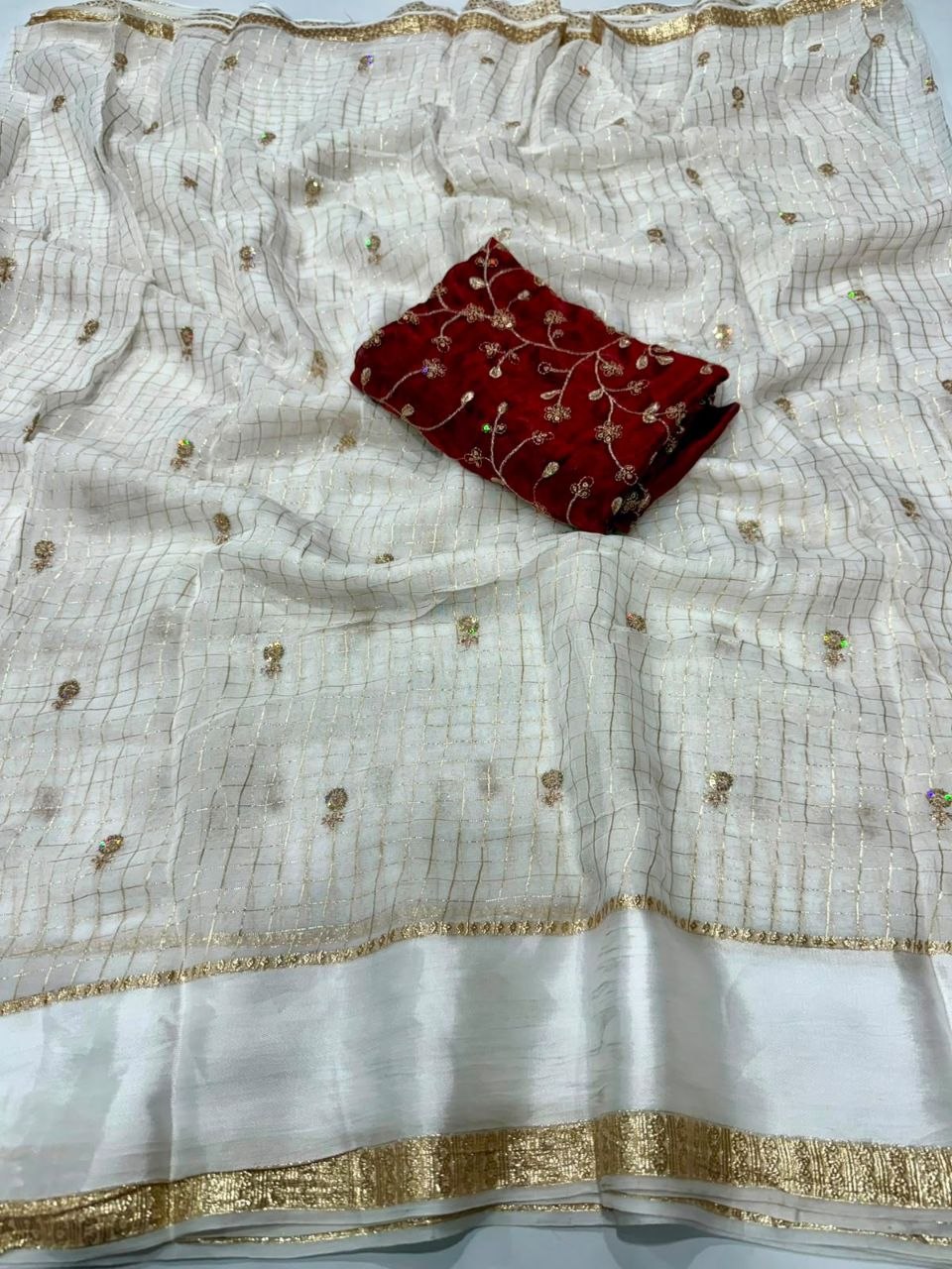 Viscose Georgette Sequence Full Worked Saree