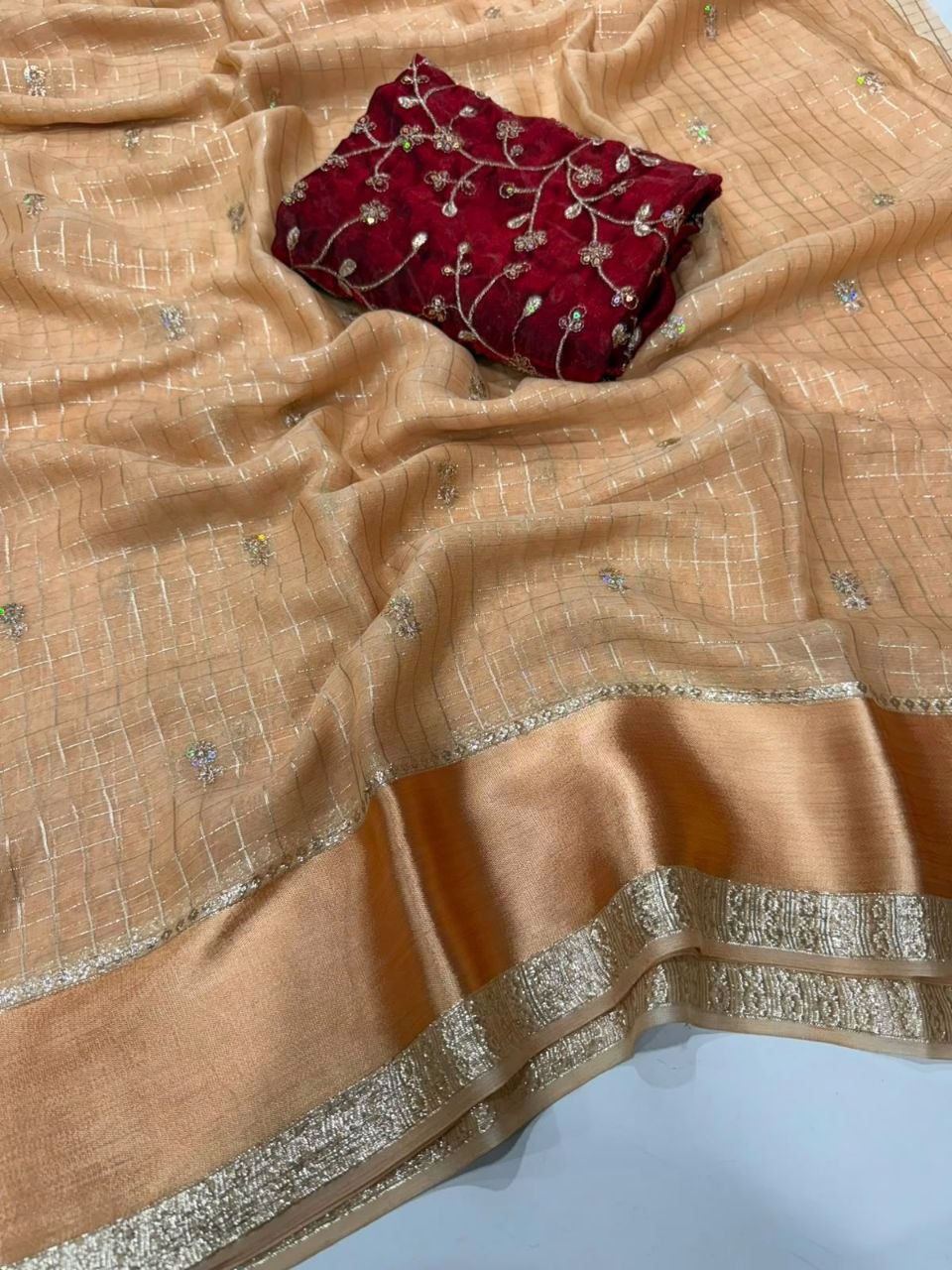 Viscose Georgette Sequence Full Worked Saree