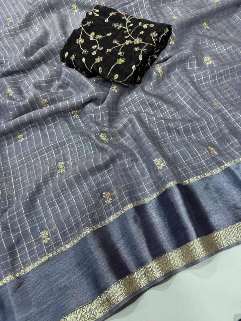 Viscose Georgette Sequence Full Worked Saree