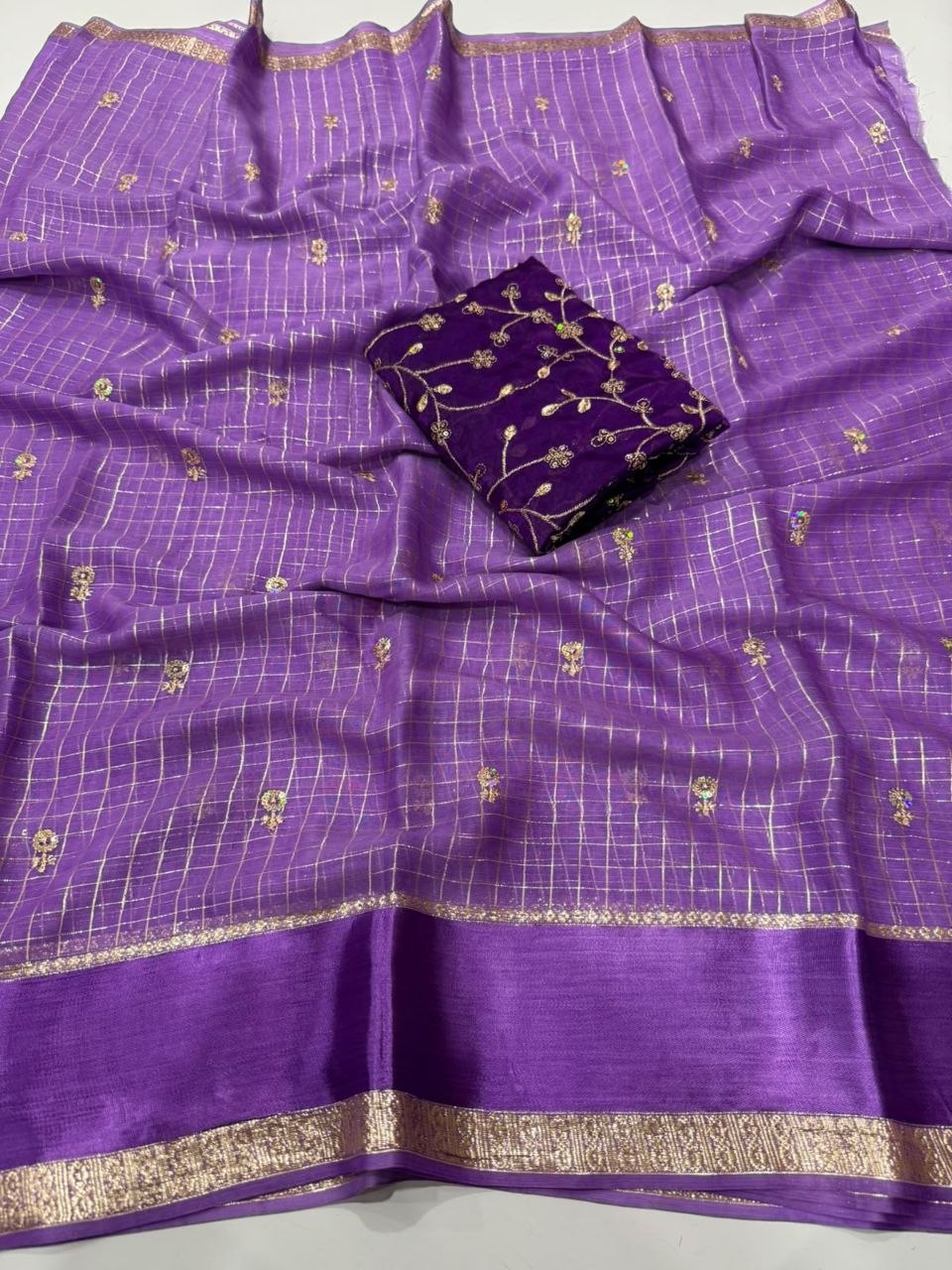 Viscose Georgette Sequence Full Worked Saree