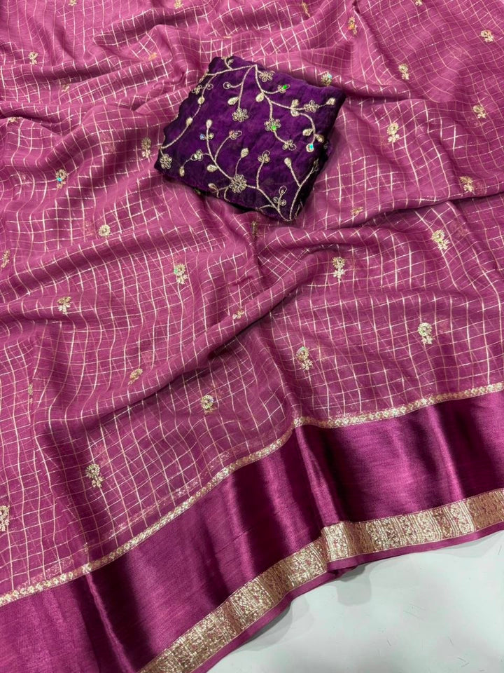 Viscose Georgette Sequence Full Worked Saree