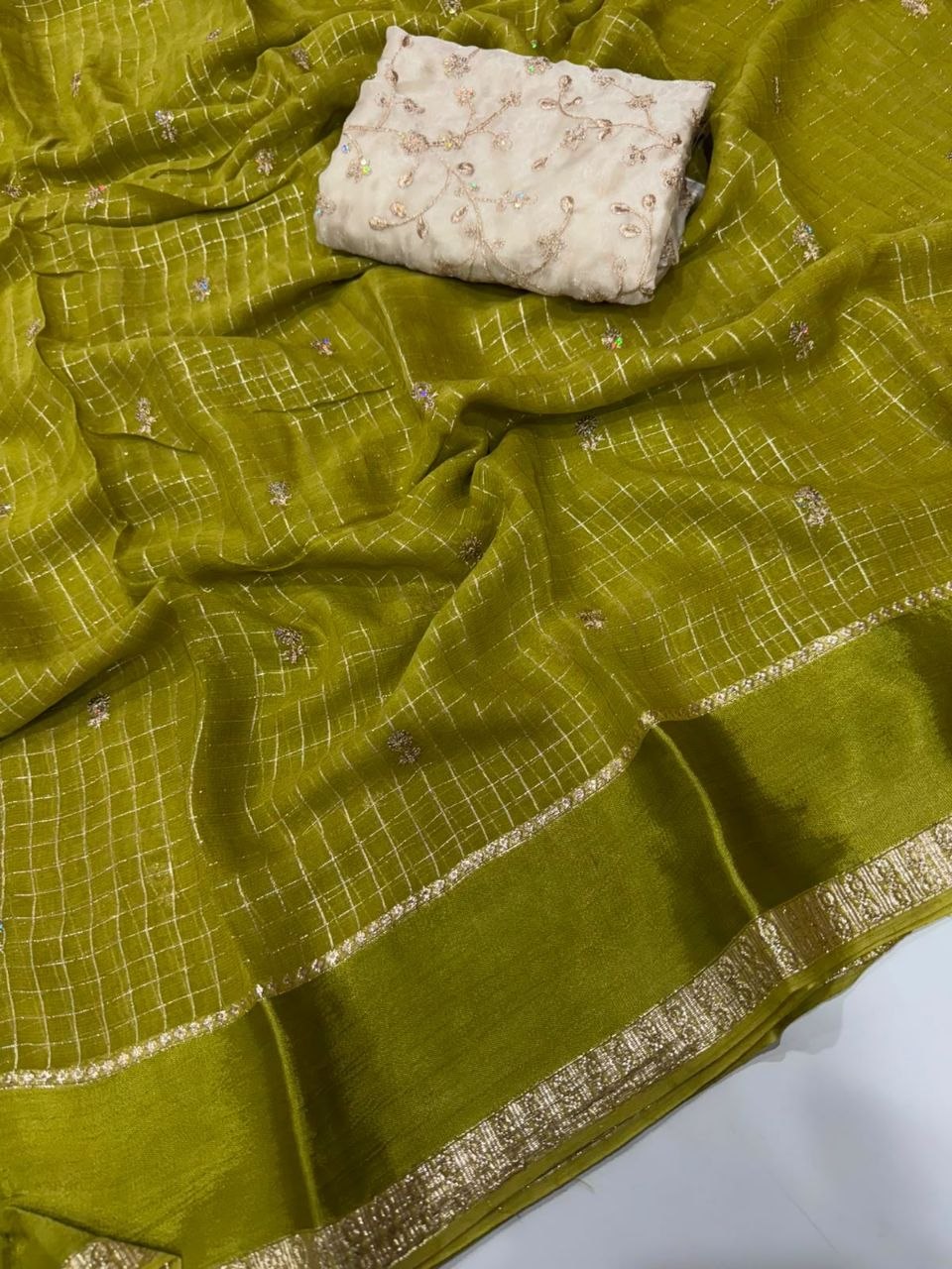 Viscose Georgette Sequence Full Worked Saree