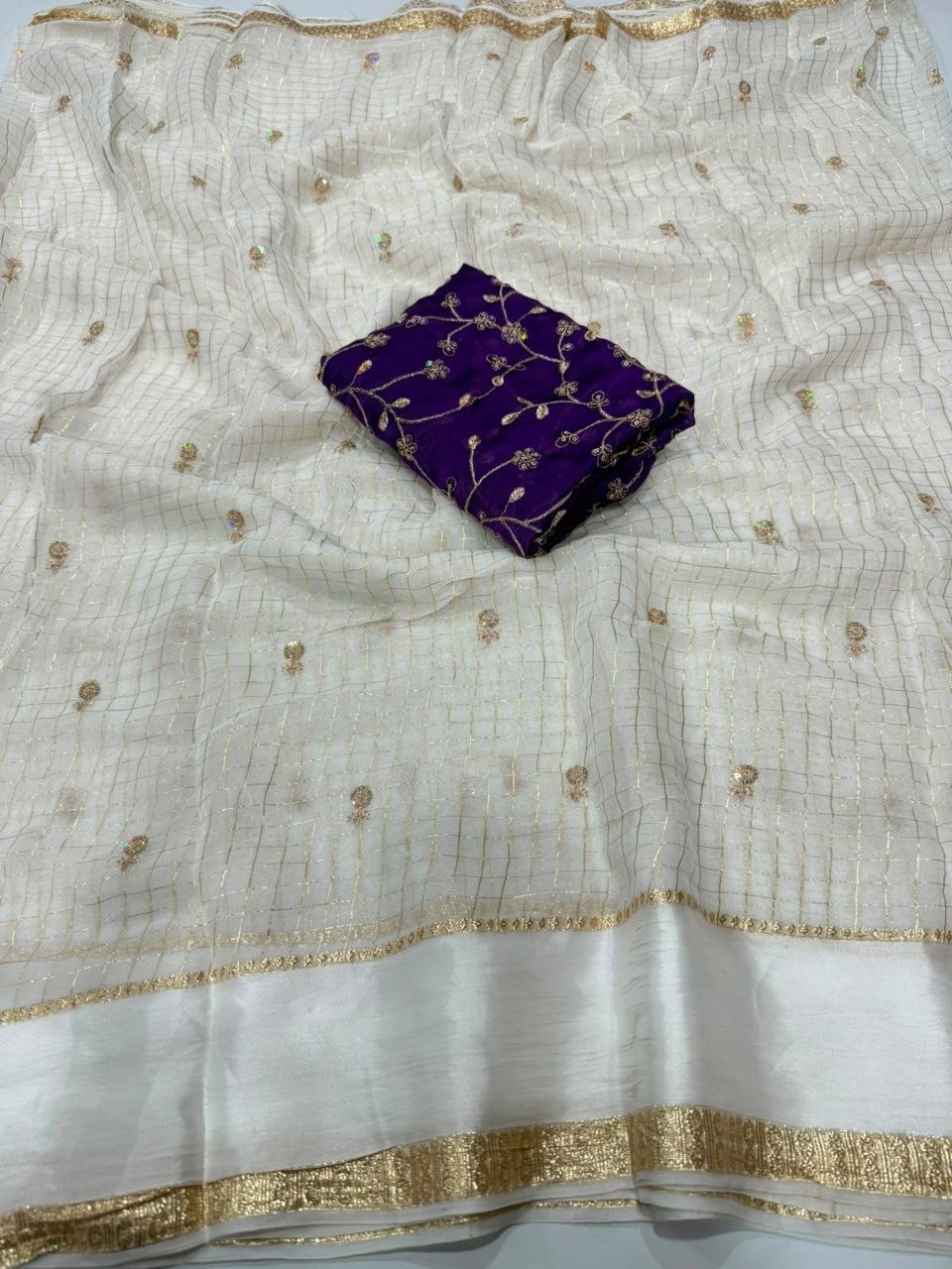 Viscose Georgette Sequence Full Worked Saree