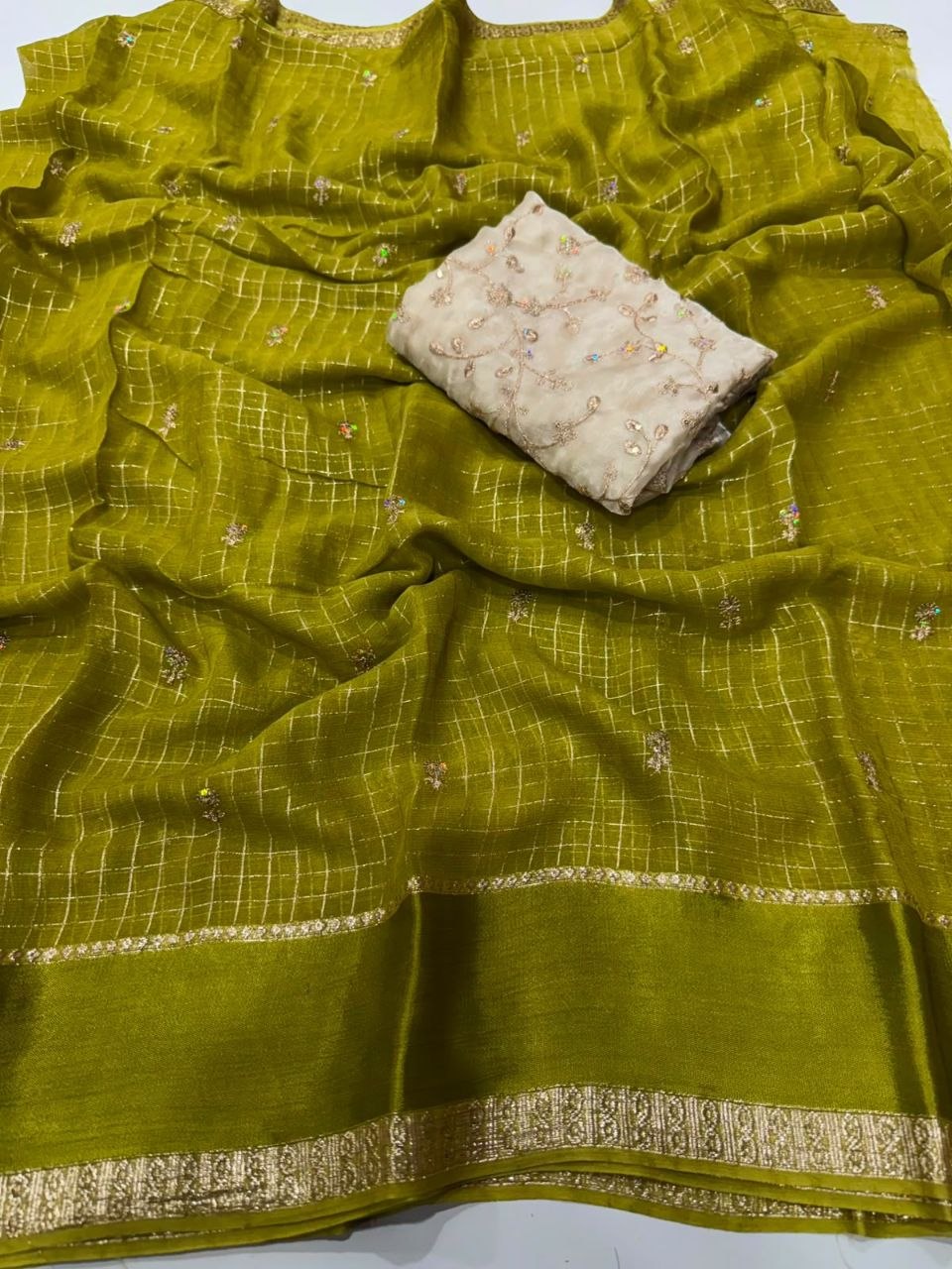 Viscose Georgette Sequence Full Worked Saree