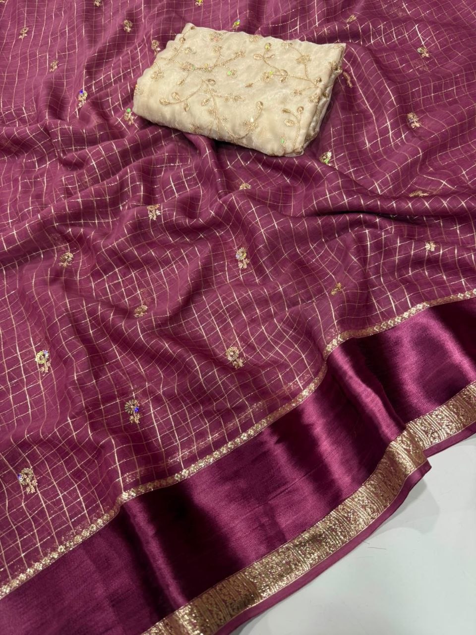 Viscose Georgette Sequence Full Worked Saree