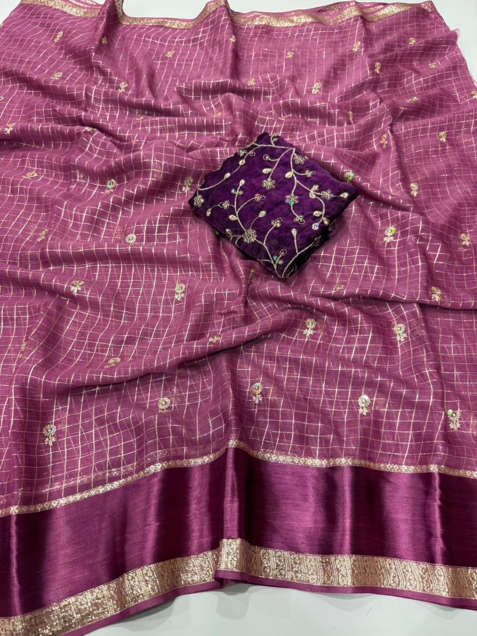 Viscose Georgette Sequence Full Worked Saree